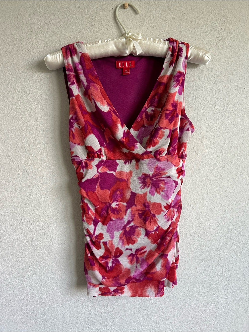 Y2K Elle Fuchsia & Red Floral V Neck Sleeveless Camisole